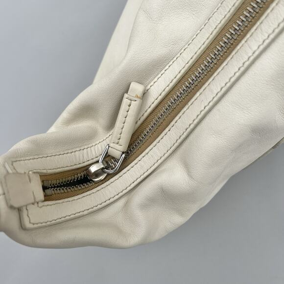 Prada Tessuto Hobo Shoulder Bag Embossed Logo White Leather - Picture 9 of 16